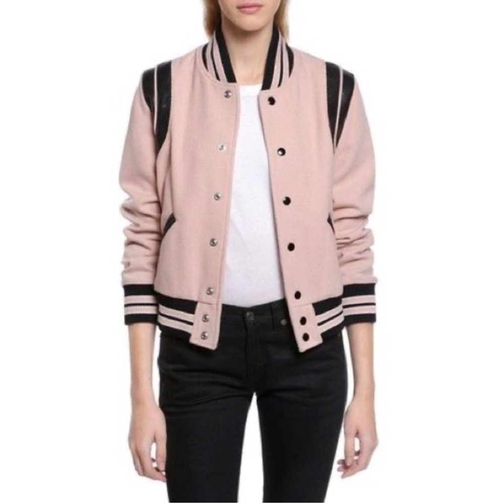 Saint Laurent Pink Teddy Jacket In Powder Wool FR38